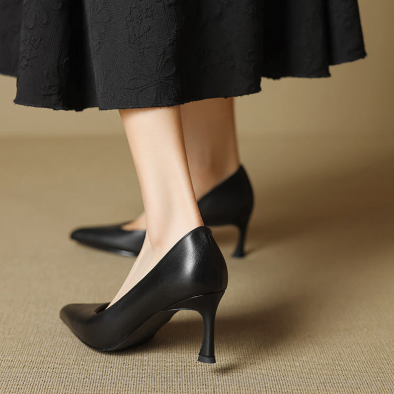 Womens Genuine Leather Heels Classic Fit