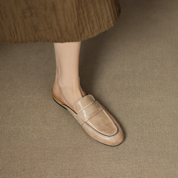 Womens Genuine Leather Mules Slip-On Comfortable