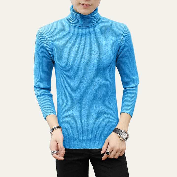 Mens Slim Fit Turtleneck Sweater Rib Knit