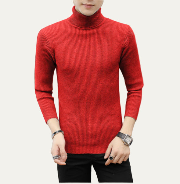 Mens Slim Fit Turtleneck Sweater Rib Knit