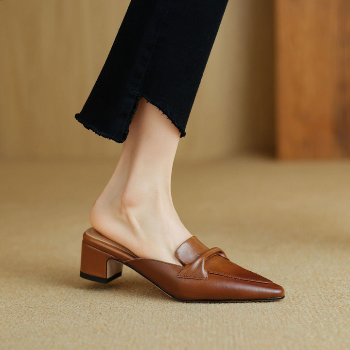 Womens Leather Mules Genuine Leather Slip-On