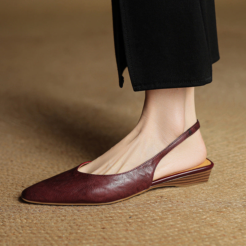 Womens Slingback Shoes Genuine Leather Classic Fit