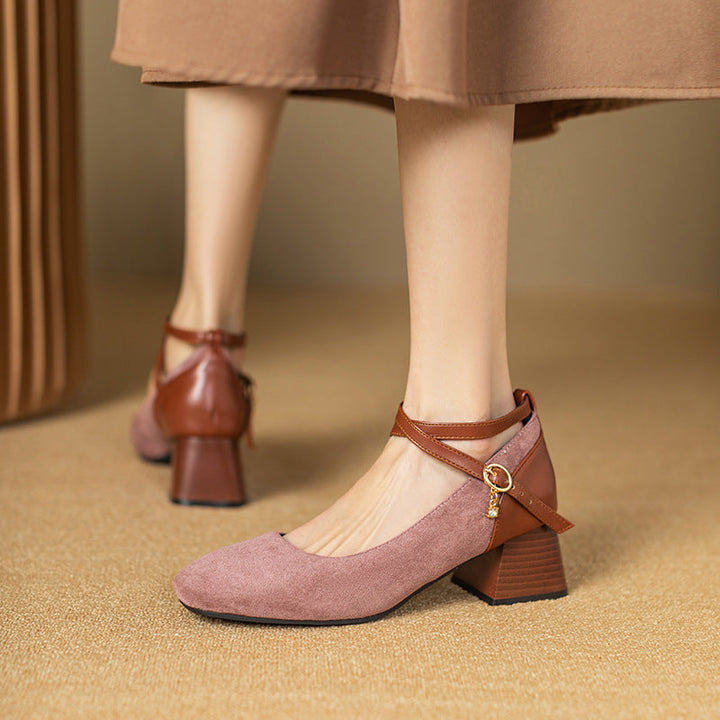 Womens Suede Heels Pointed Toe Classic Fit