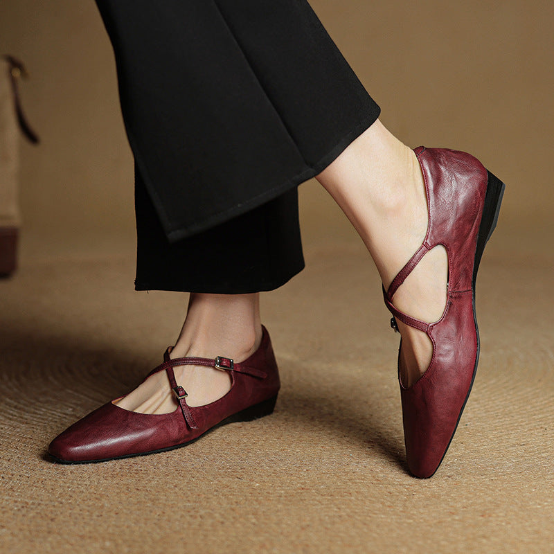 Womens Leather Flats Genuine Material - BritishMode