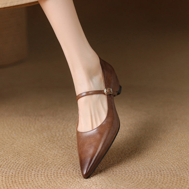 Womens Genuine Leather Heels Classic Fit