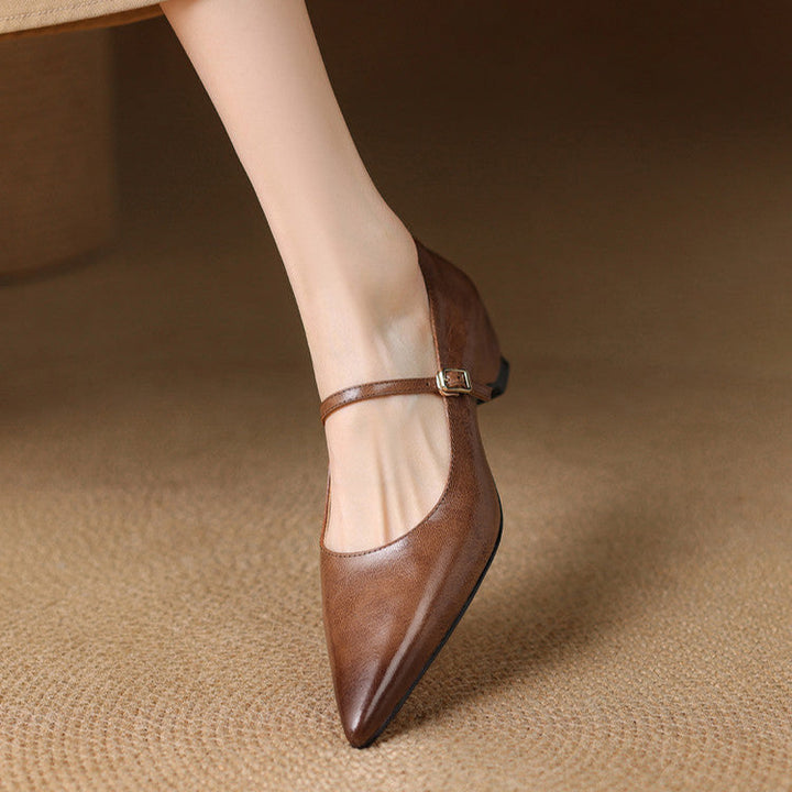 Womens Genuine Leather Heels Classic Fit