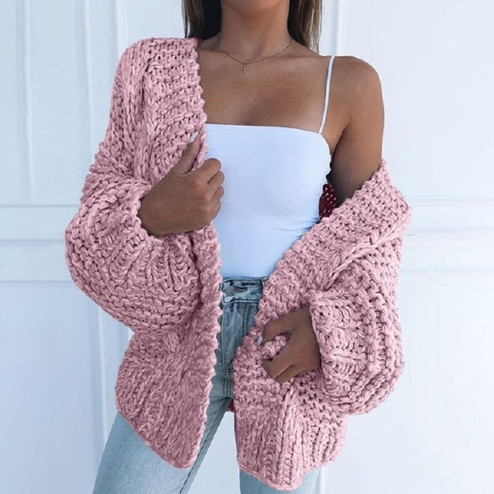 Womens Wool-Blend Cardigan Knit Layer Relaxed Fit