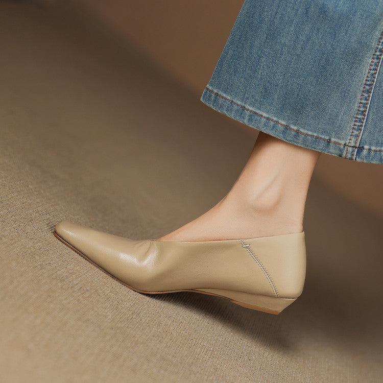 Womens Leather Flats Genuine Material