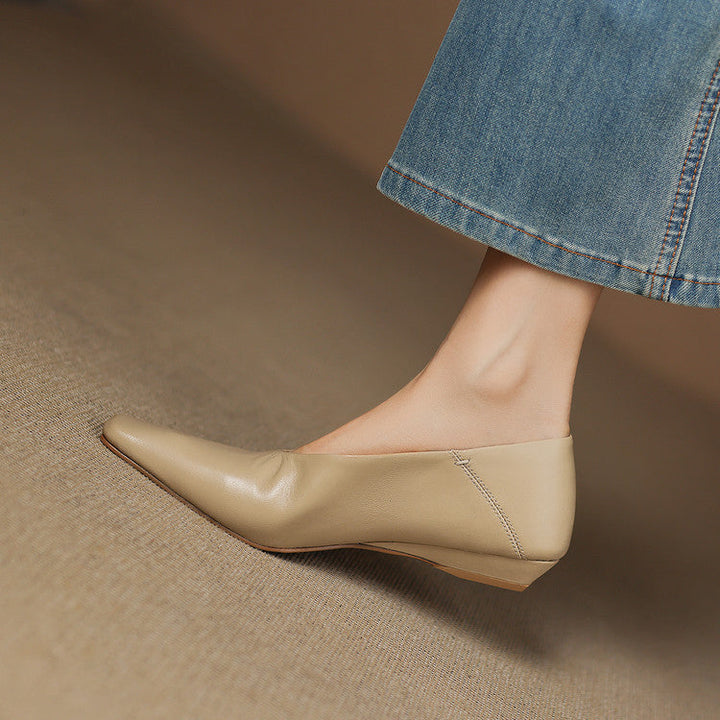Womens Leather Flats Genuine Material