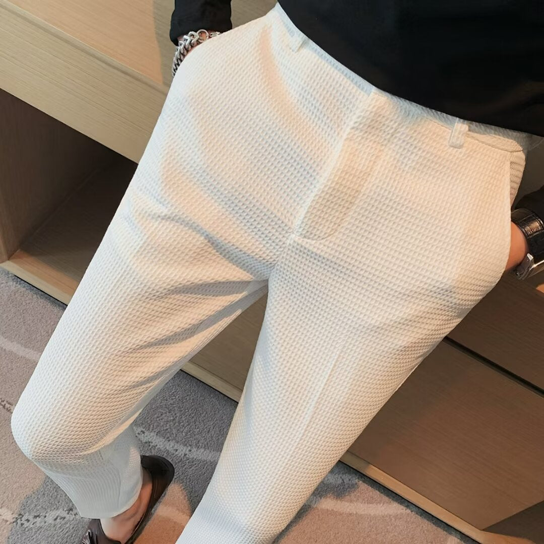 Mens Slim Fit Textured Trousers