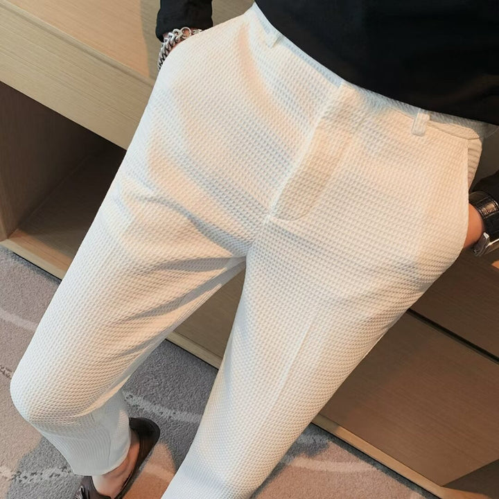Mens Slim Fit Textured Trousers