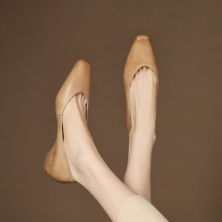 Womens Genuine Leather Flats Slip-On Style
