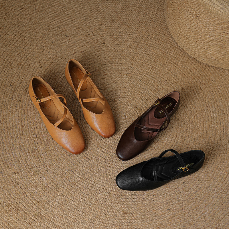 Womens Flats Genuine Leather Slip-On