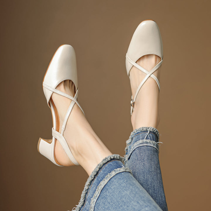 Womens Slingback Shoes Genuine Leather - BritishMode