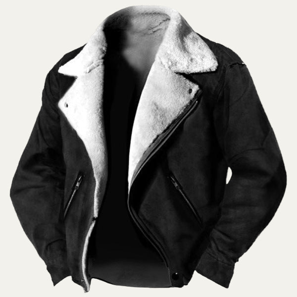 Mens Aviator Jacket Shearling Lined Asymmetrical Fit