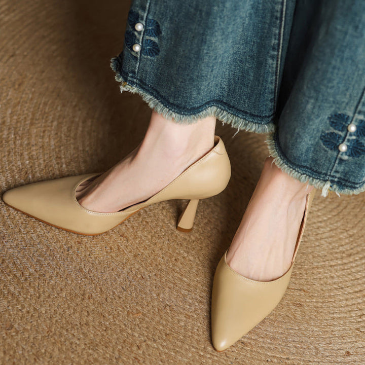 Womens Genuine Leather Heels Classic Fit