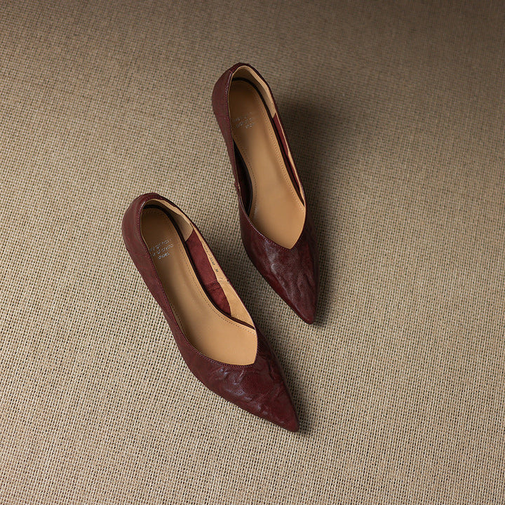 Womens Genuine Leather Heels Classic Fit