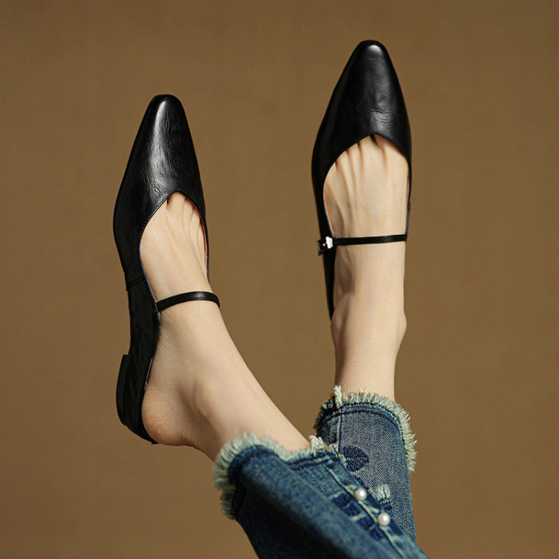 Womens Leather Mules Genuine Leather Slip-On
