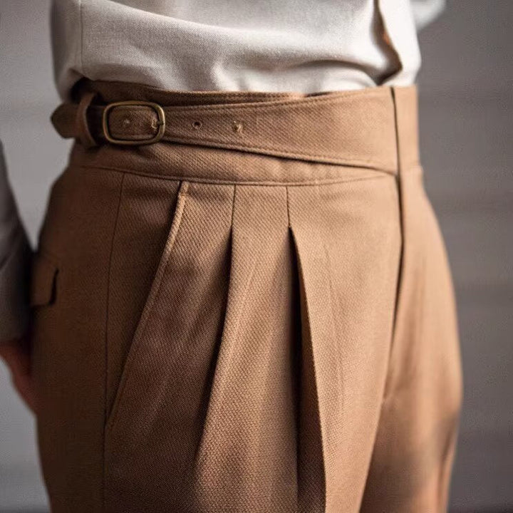 Mens Wool Pants Slim Fit High Waist