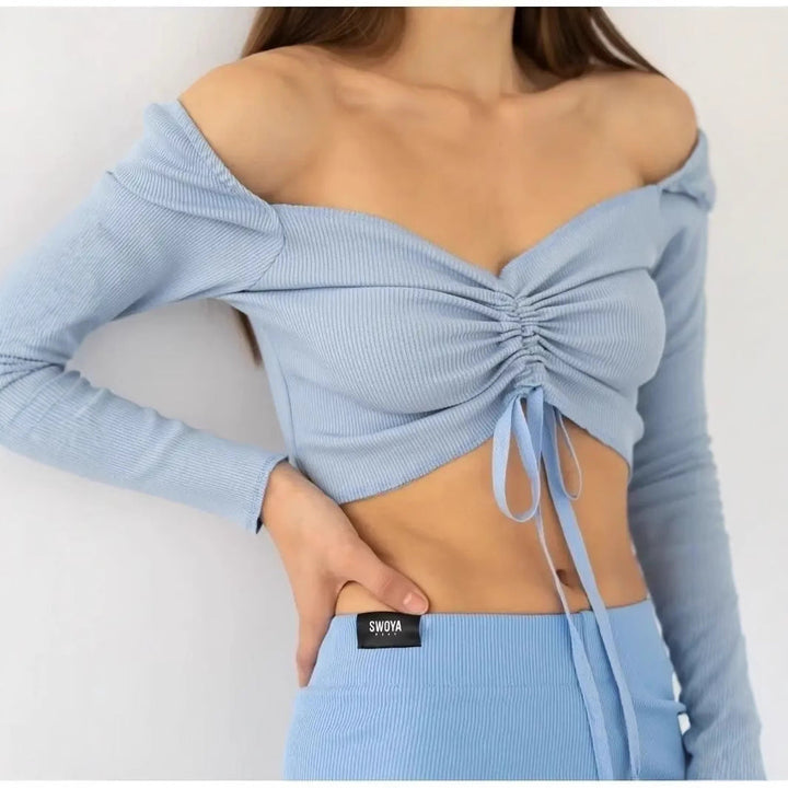 Womens Blouse Gathered Front Long Sleeve Elegant Fit