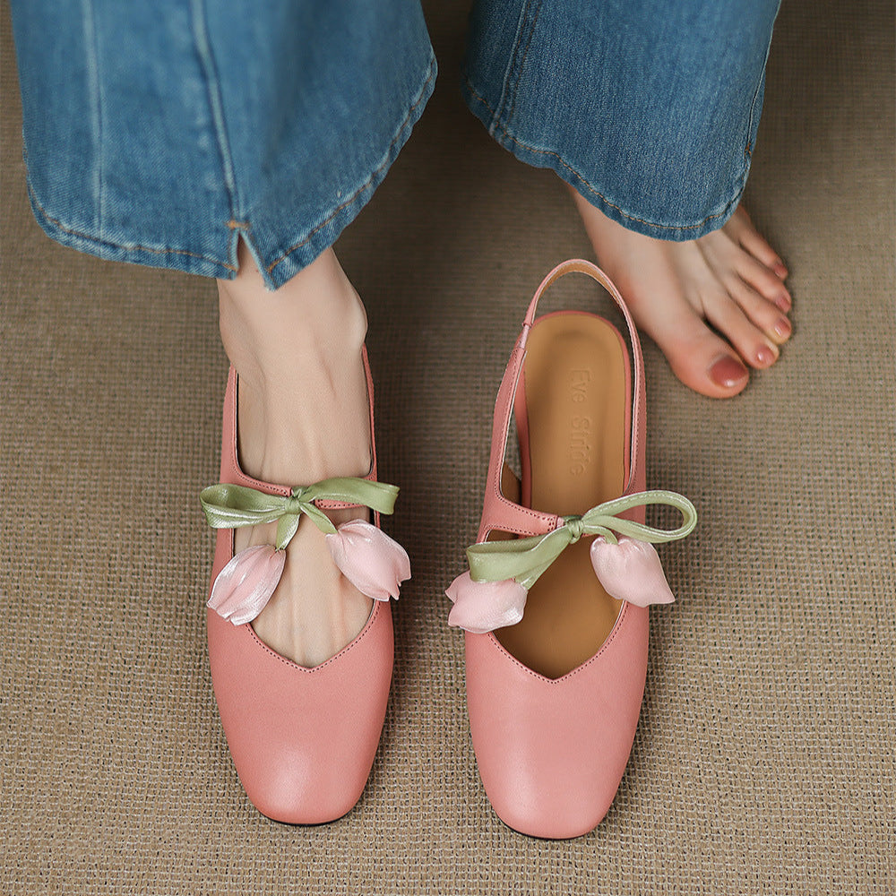Womens Slingback Shoes Genuine Leather Classic Fit