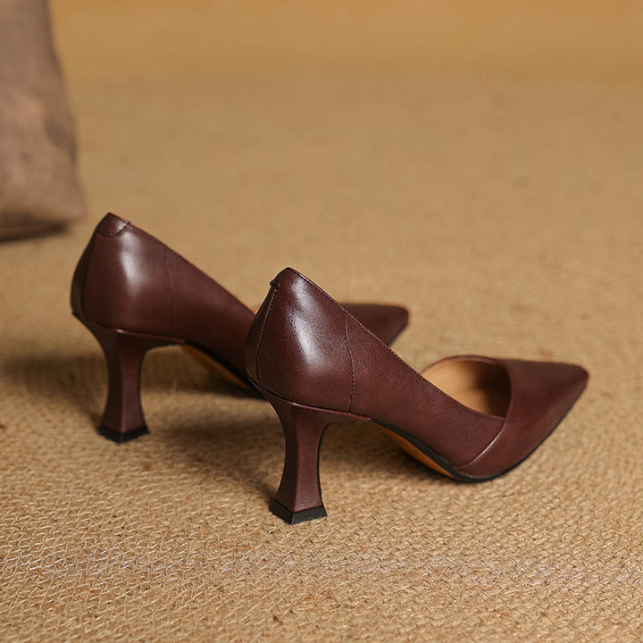 Womens Genuine Leather Heels Classic Fit