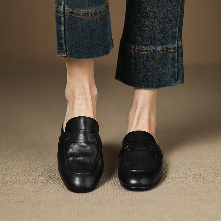 Womens Genuine Leather Mules Slip-On Comfortable