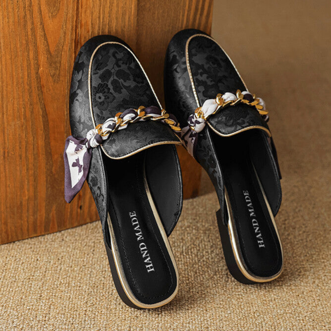 Womens Genuine Leather Mules Slip-On Style
