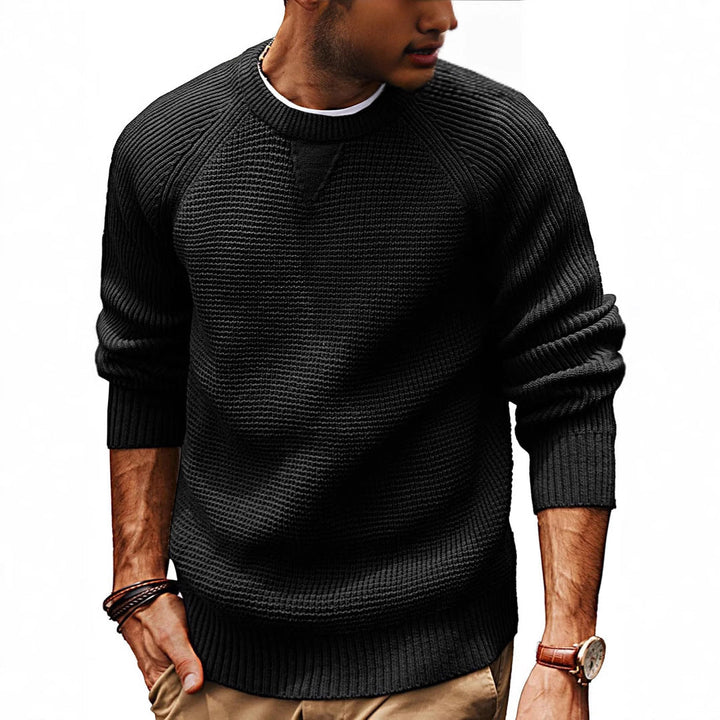 Mens Pullover Sweater Waffle Knit Raglan Fit