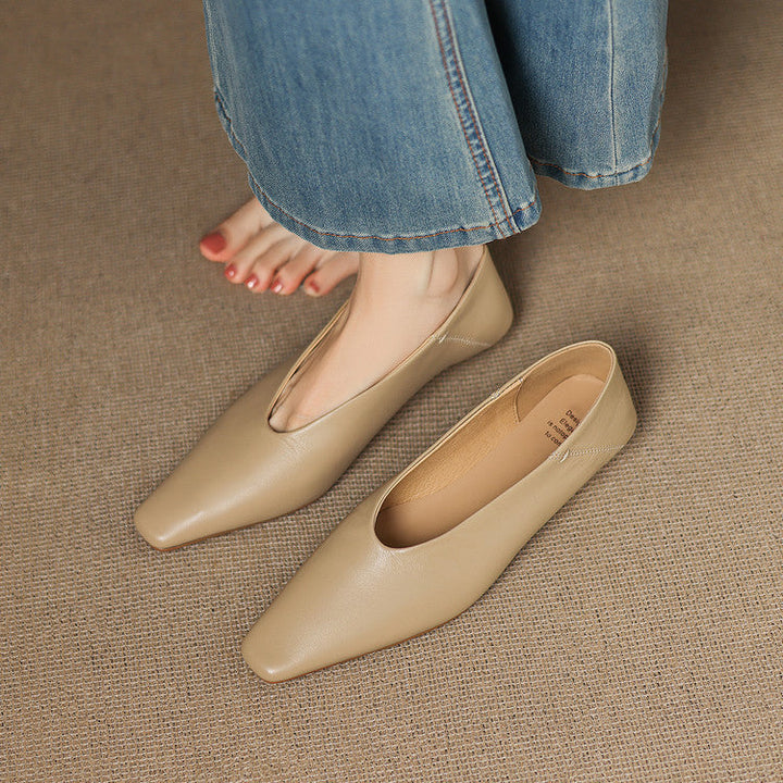 Womens Leather Flats Genuine Material