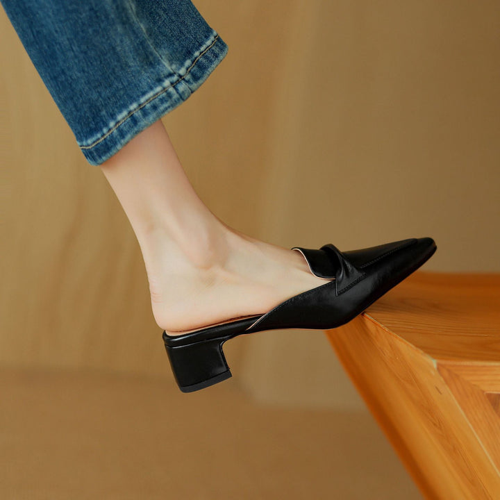 Womens Leather Mules Genuine Leather Slip-On