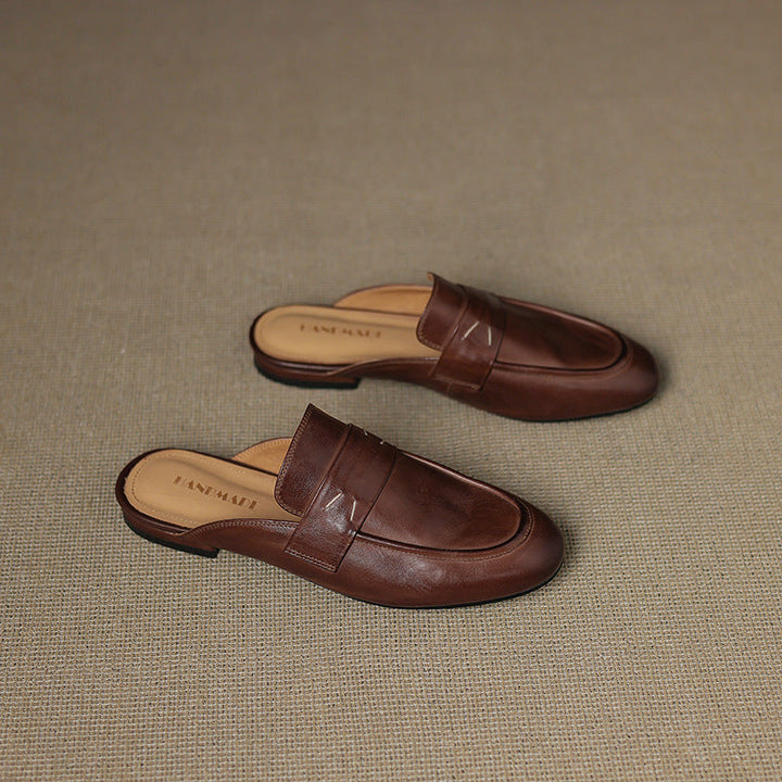 Womens Genuine Leather Mules Slip-On Comfortable