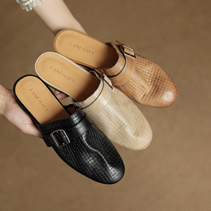 Womens Leather Mules Genuine Leather Slip-On