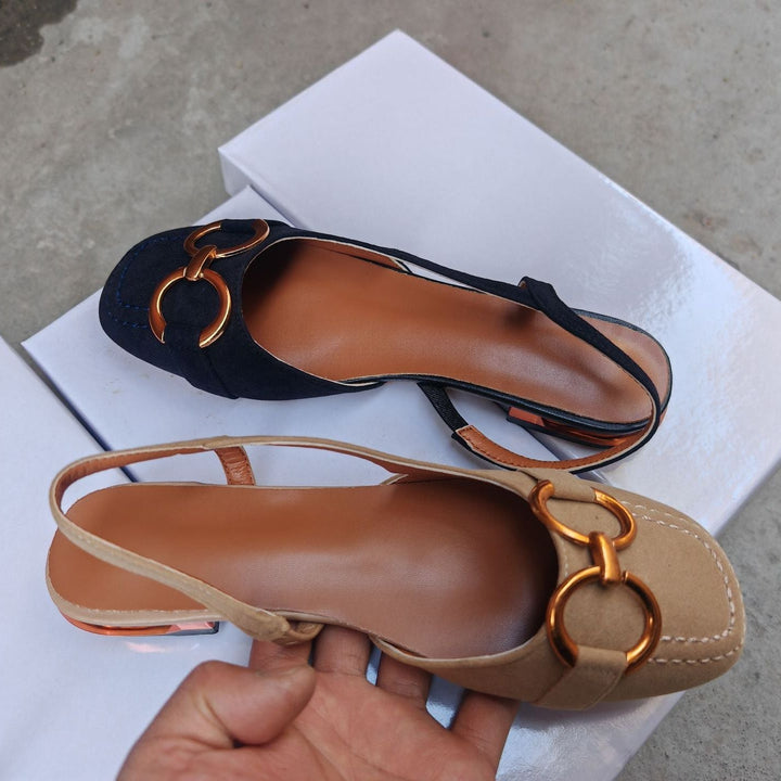 Womens Slingback Shoes Leather Strap Elegant Fit