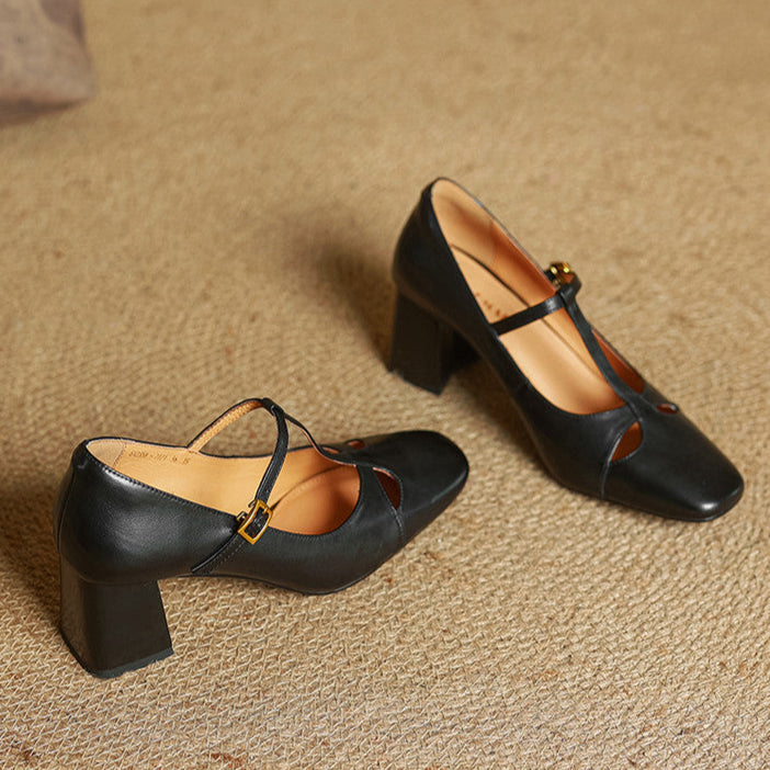 Womens Genuine Leather Heels Classic Fit