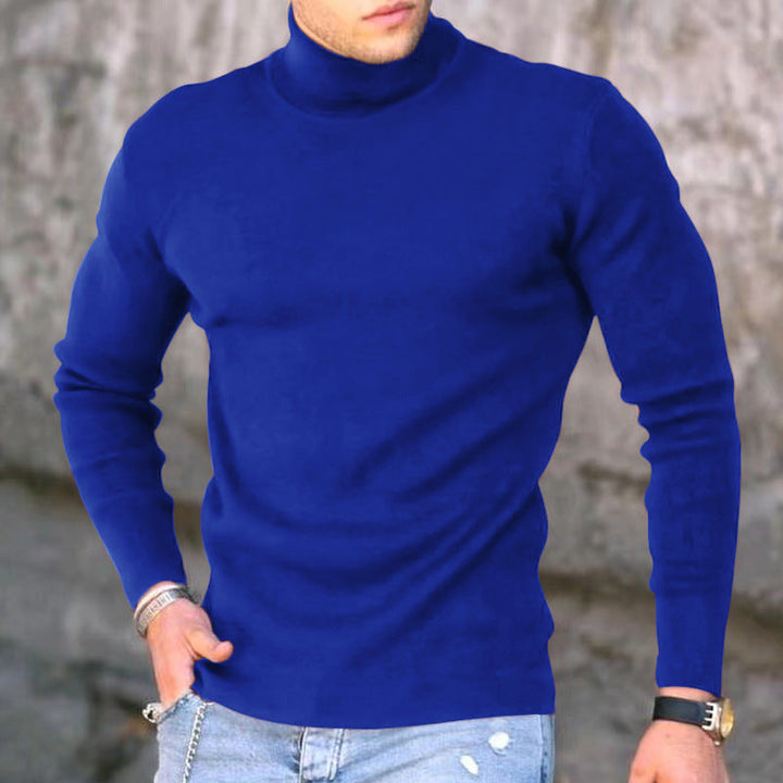 Mens Turtleneck Top Soft Knit Form Fitting