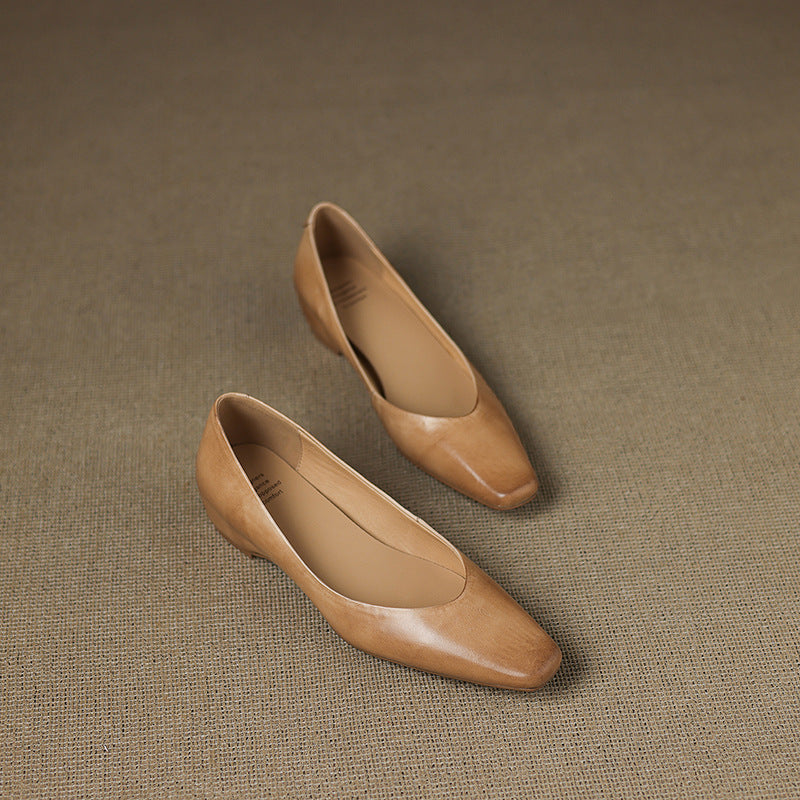 Womens Genuine Leather Flats Slip-On Style