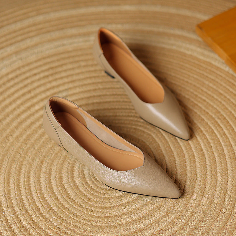 Womens Genuine Leather Heels Classic Fit