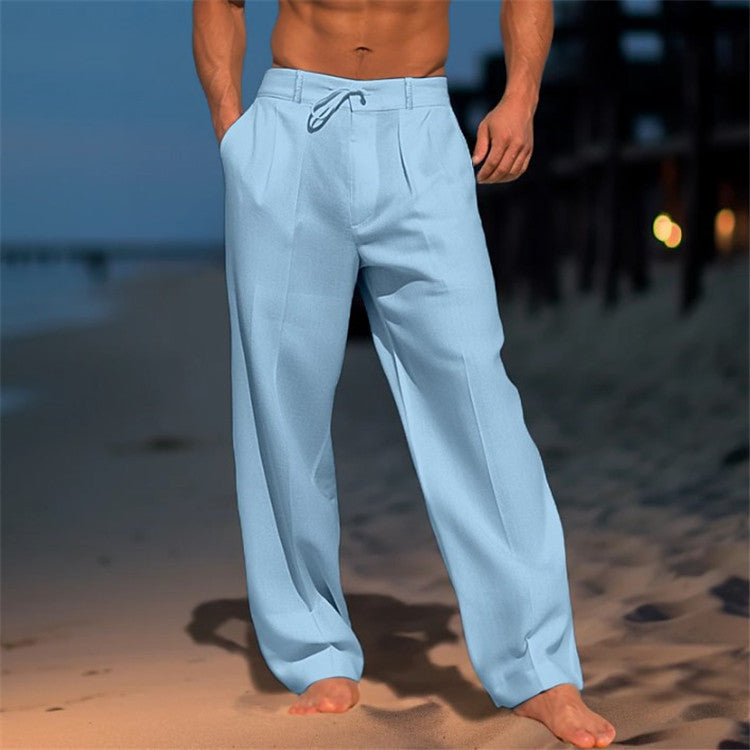 Mens Casual Trousers with Drawstring Comfortable Fit