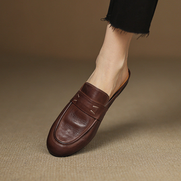 Womens Genuine Leather Mules Slip-On Comfortable