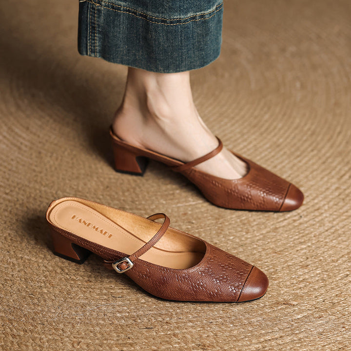 Womens Leather Mules Genuine Leather Slip-On - BritishMode