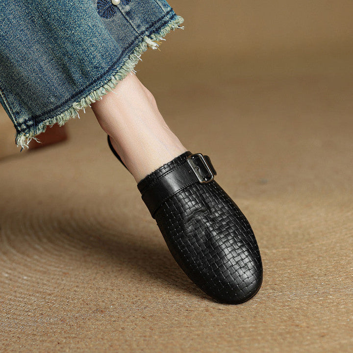 Womens Leather Mules Genuine Leather Slip-On