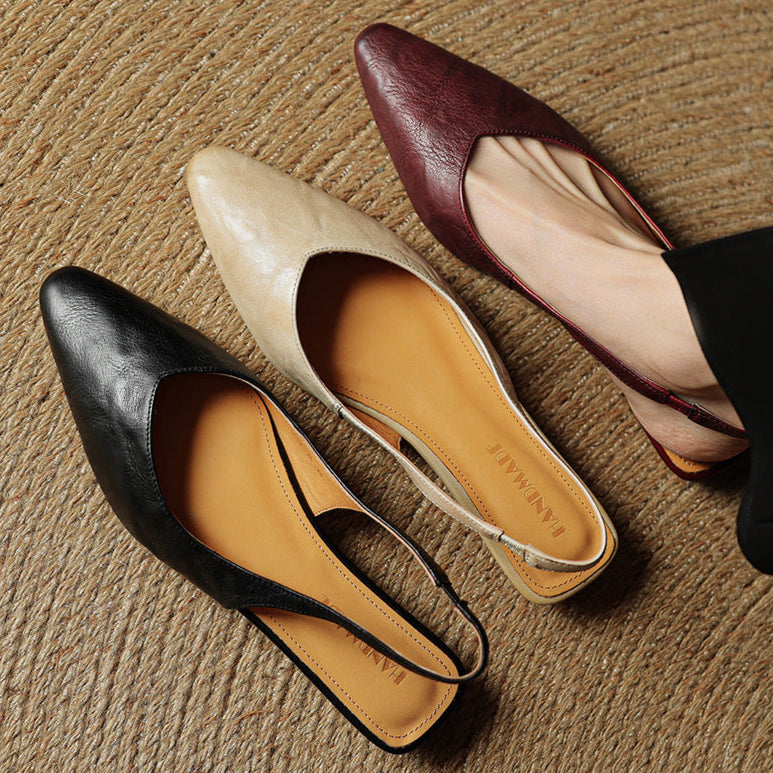 Womens Slingback Shoes Genuine Leather Classic Fit