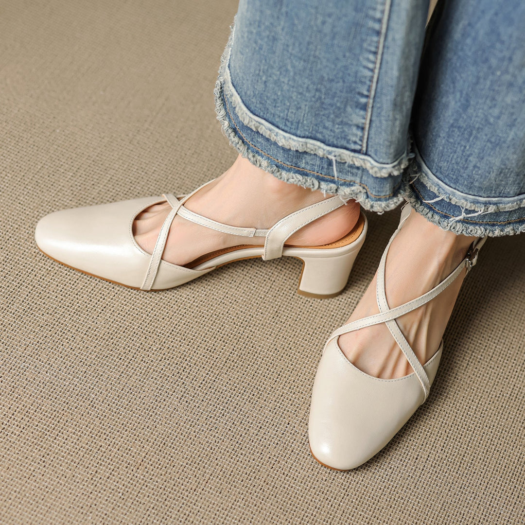 Womens Slingback Shoes Genuine Leather
