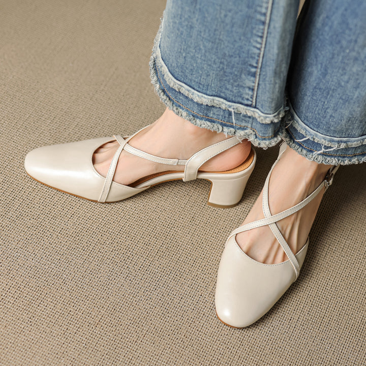 Womens Slingback Shoes Genuine Leather