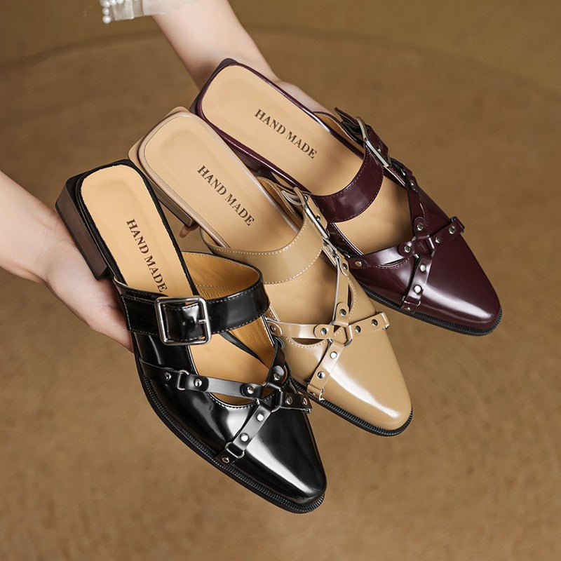 Womens Slingback Shoes Genuine Leather