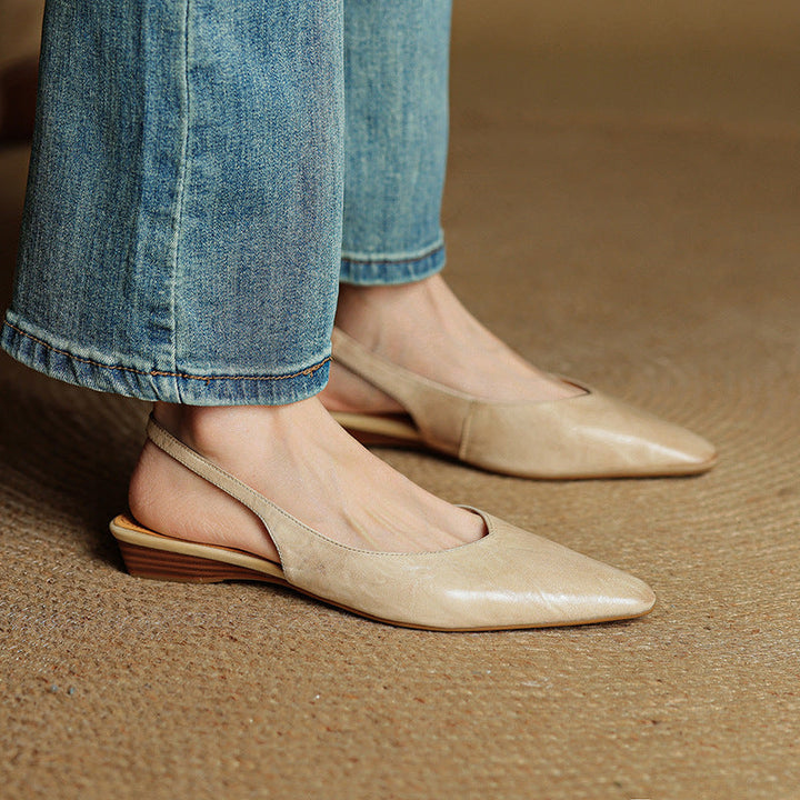 Womens Slingback Shoes Genuine Leather Classic Fit