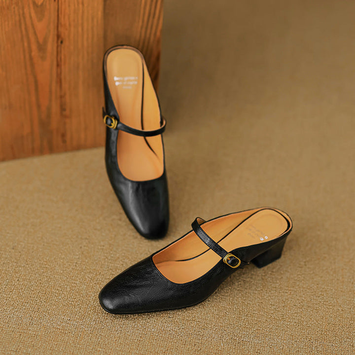 Womens Leather Mules Genuine Leather Slip-On