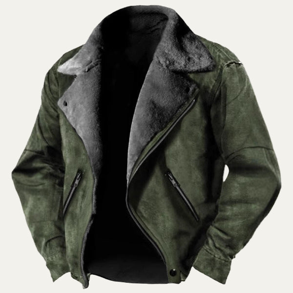 Mens Aviator Jacket Shearling Lined Asymmetrical Fit