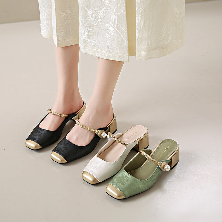 Womens Leather Mules Genuine Leather Slip-On